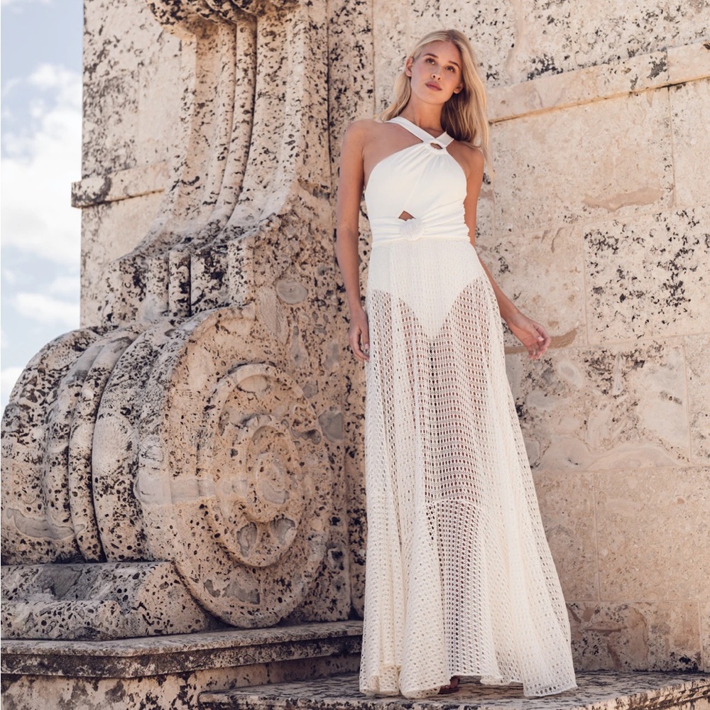 PatBo Halterneck Beach Dress in White